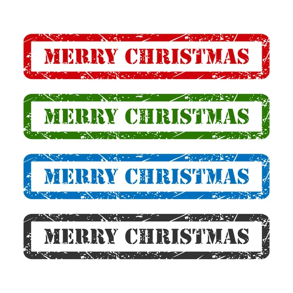 Merry Christmas Set Rubber Stamp Isolated Background — Stock Vector