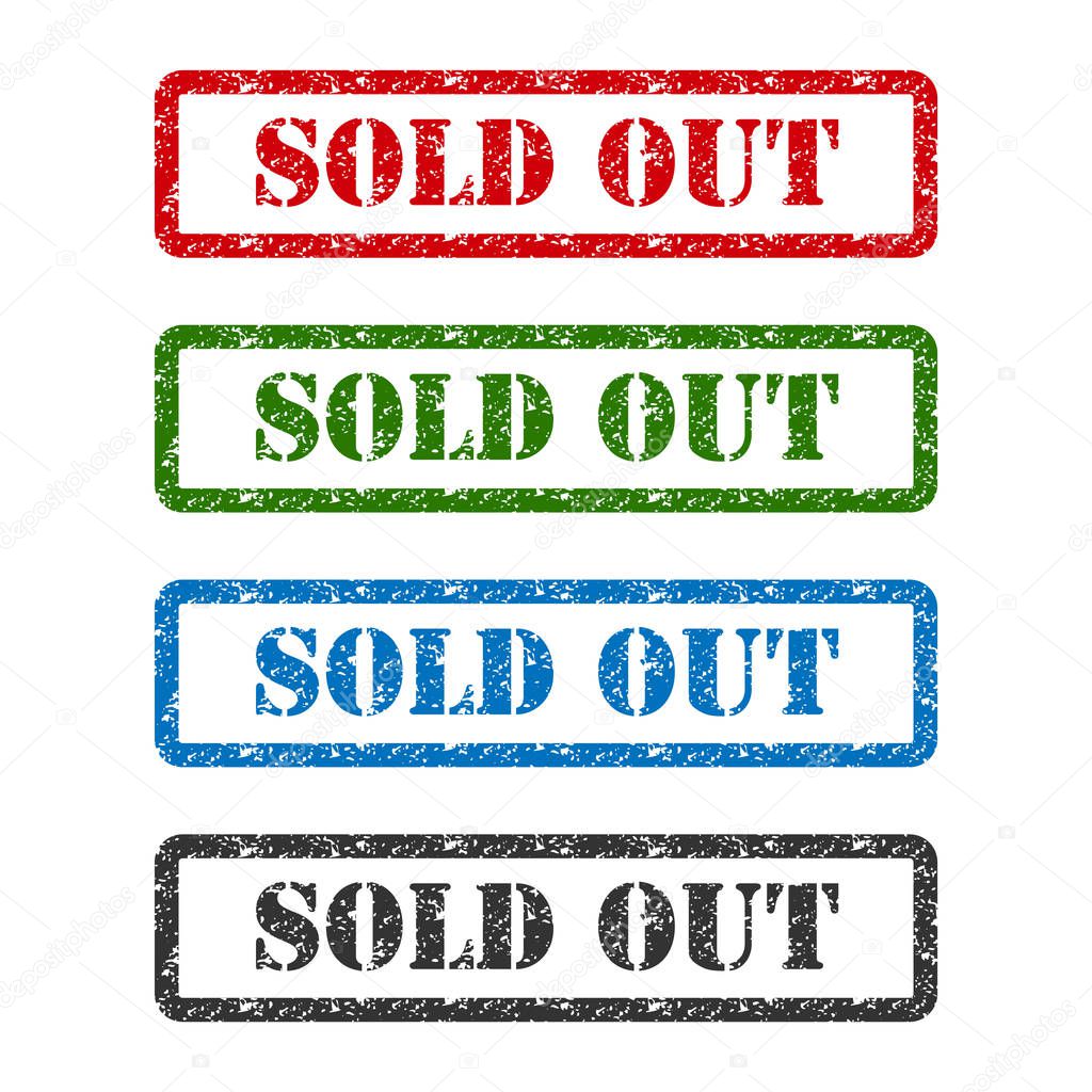 Sold out set rubber stamp isolated on background.