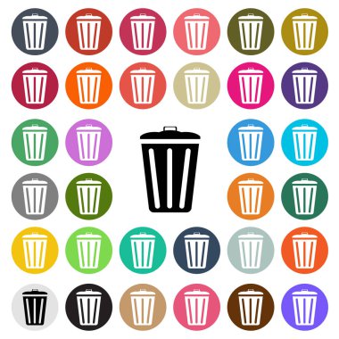 Düğmesini vektör modern çöp kutusu düz Tasarım Icon set.
