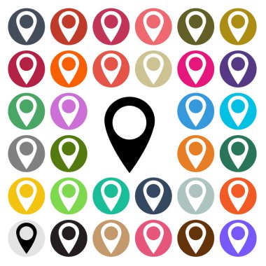 Modern Gps konumu harita işaretçi simgesi düz tasarım simgesi ayarla düğmesini vektör . 