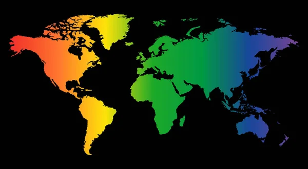 Mapa Del Mundo Colorido Aislado Sobre Fondo Negro Ilustración Vectorial — Vector de stock