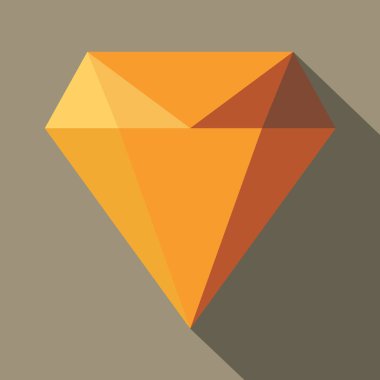 Elmas zümrüt düz illüstrasyon simge. Elmas zümrüt vektör simge gölge ile web tasarımı için .