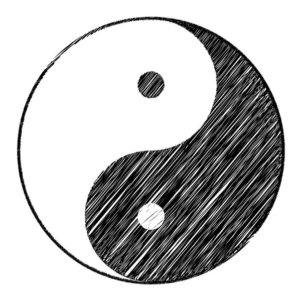 Yin Yang Symbol Für Harmonie Und Gleichgewicht Mit Kritzeleffekt — Stockvektor