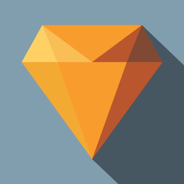 Elmas zümrüt düz illüstrasyon simge. Elmas zümrüt vektör simge gölge ile web tasarımı için .