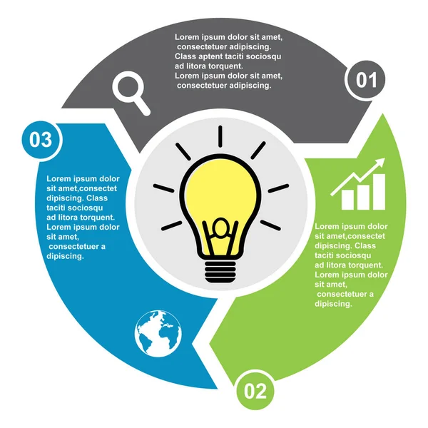 Βήμα Στοιχείο Διανύσματος Τρία Χρώματα Ετικέτες Infographic Διάγραμμα Επιχειρηματική Ιδέα — Διανυσματικό Αρχείο