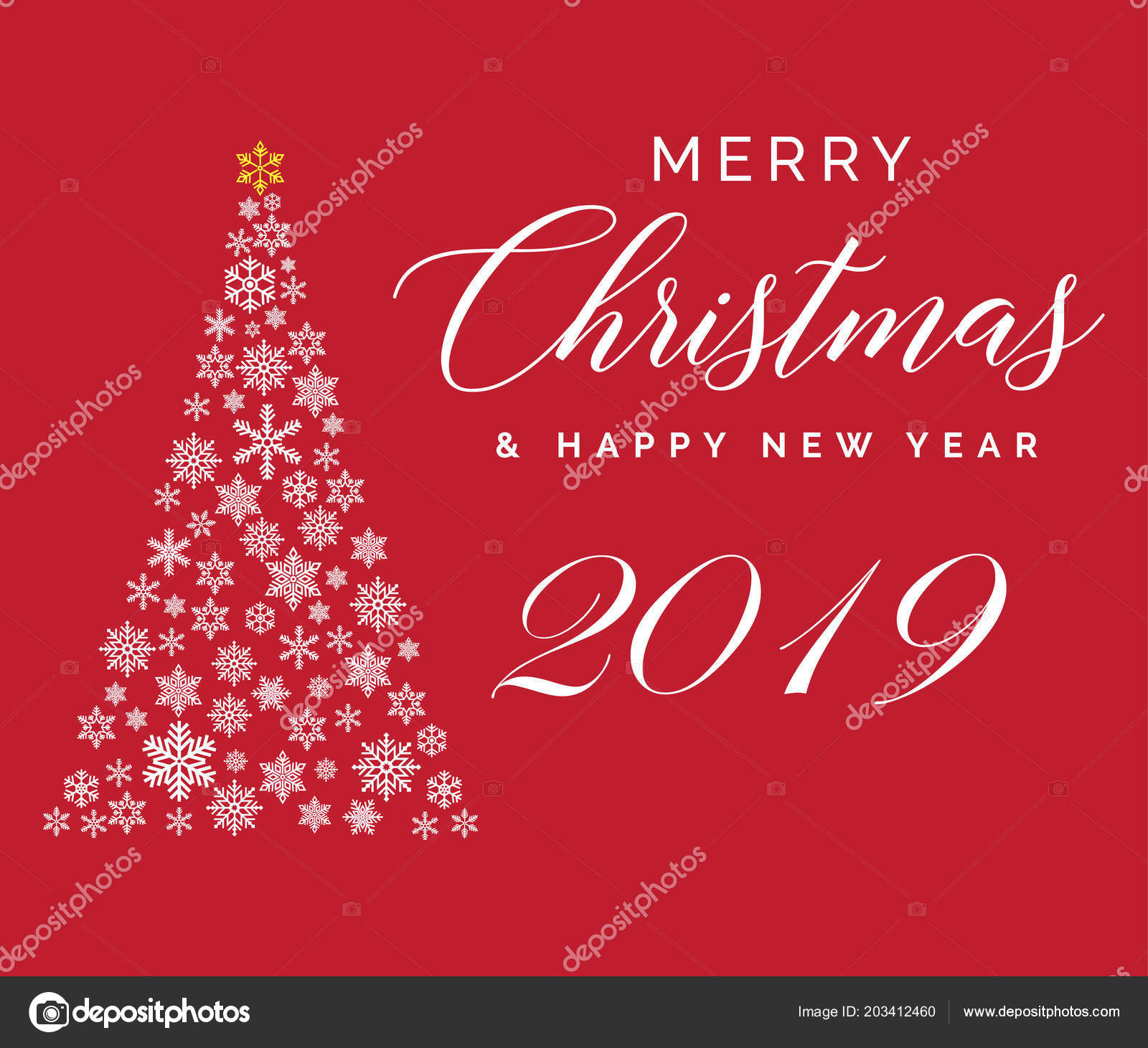 Merry Christmas and Happy New Year 2019 lettering template Greeting card or invitation Winter holidays typograph — Vektor od koblizeek