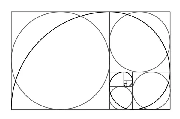 Μινιμαλιστικό Στυλ Σχεδίασης Χρυσή Αναλογία Γεωμετρικά Σχήματα Κύκλοι Στην Χρυσή — Διανυσματικό Αρχείο