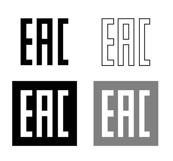 Eac Eurasian Conformity Mark Vector Geïsoleerd Merkteken Zwarte Achtergrond Set — Stockvector