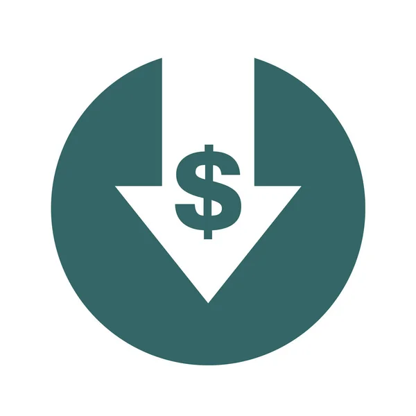 Költségcsökkentés Csökkenő Ikon Vektor Szimbólum Kép Elszigetelt Háttér — Stock Vector