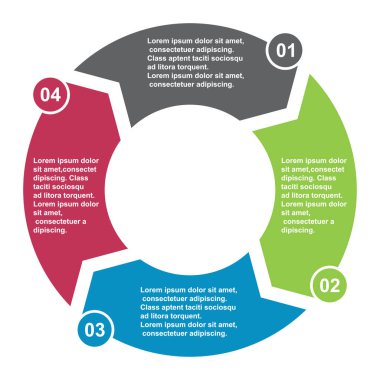 4 adım vektör öğe etiketleri, Infographic diyagramı dört renkte. 4 adımlar veya boş yeni seçeneklerle iş kavramı .