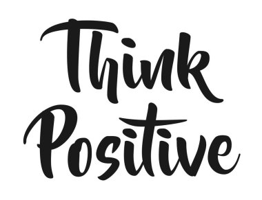 Vektör çizim sembolü logo, el ilanı, afiş, davet veya tebrik kartı, kartpostal için olumlu düşünmek .