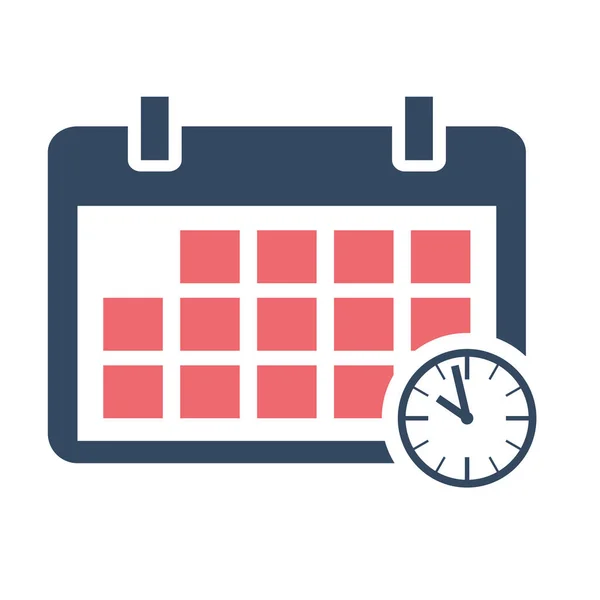 Calendario Programación Icono Plano Diseño Vectores Con Reloj Fondo — Archivo Imágenes Vectoriales