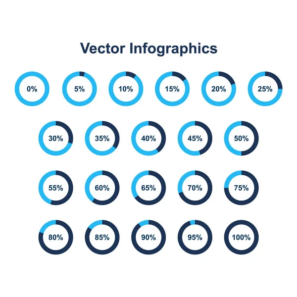 Set Pie Chart Infographic Elements 100 Percents — Stock Vector