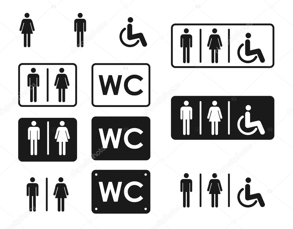Male and female toilet icon vector, filled flat sign, solid pictogram isolated. WC symbol, logo illustration .