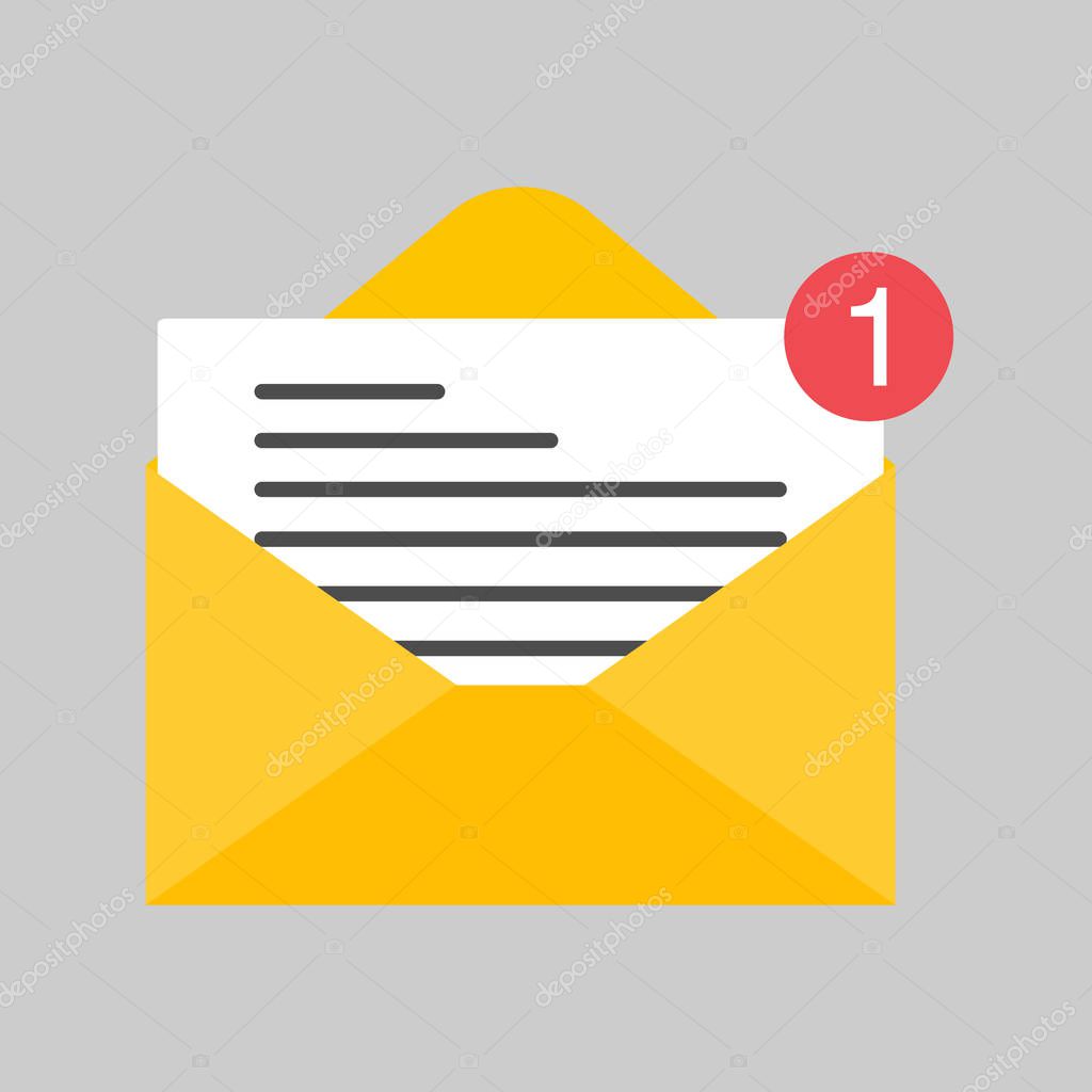 Design mail or e-mail of flat icon, Vector on isolated background .