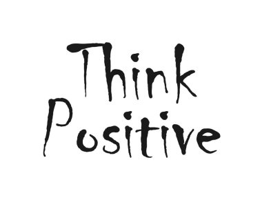 Vektör çizim sembolü logo, el ilanı, afiş, davet veya tebrik kartı, kartpostal için olumlu düşünmek .