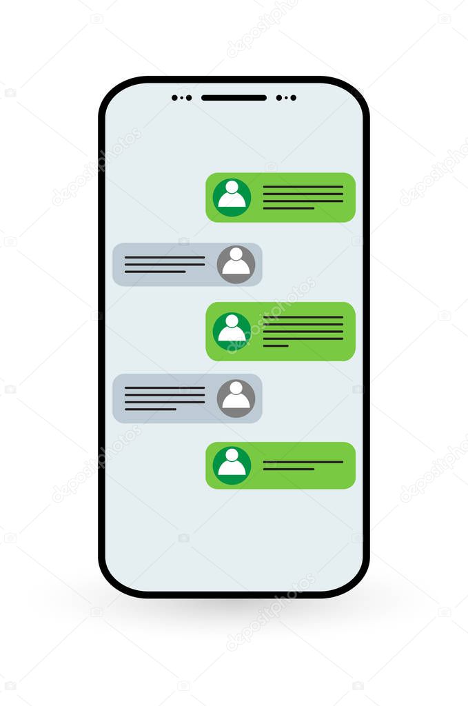 Social network icon concept. Vector chat messages notification in smartphone . 