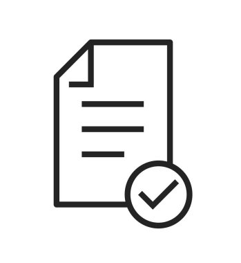 Onaylanmış belge simgesi. Denetim listesi, dosya, belge. Evrak kavramı vektör .