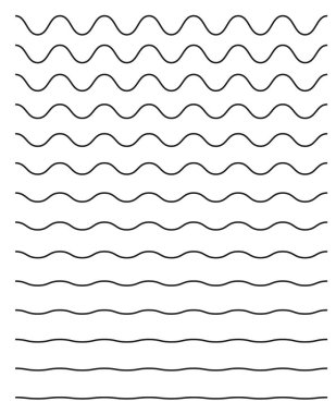 Dalgalı yatay çizgiler kümesi. Vektör basit yeni tasarım öğesi .