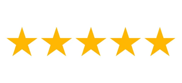 Beş yıldızlı derecelendirme altın izole simgesi. Vektör çizim .