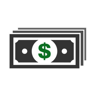 Modern dolar işareti vektör. Beyaz arka plan üzerinde izole kağıt para sembol .