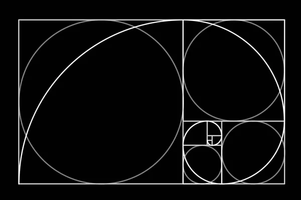 Μινιμαλιστικό Στυλ Σχεδίασης Χρυσή Αναλογία Γεωμετρικά Σχήματα Κύκλοι Στην Χρυσή — Διανυσματικό Αρχείο