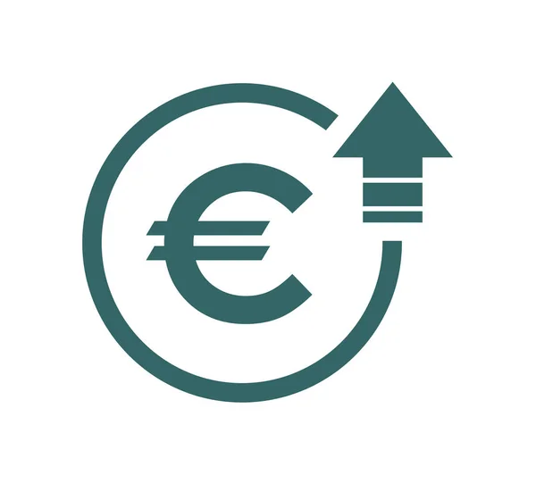 Símbolo Costo Icono Aumento Euro Imagen Símbolo Vectorial Aislada Sobre — Archivo Imágenes Vectoriales