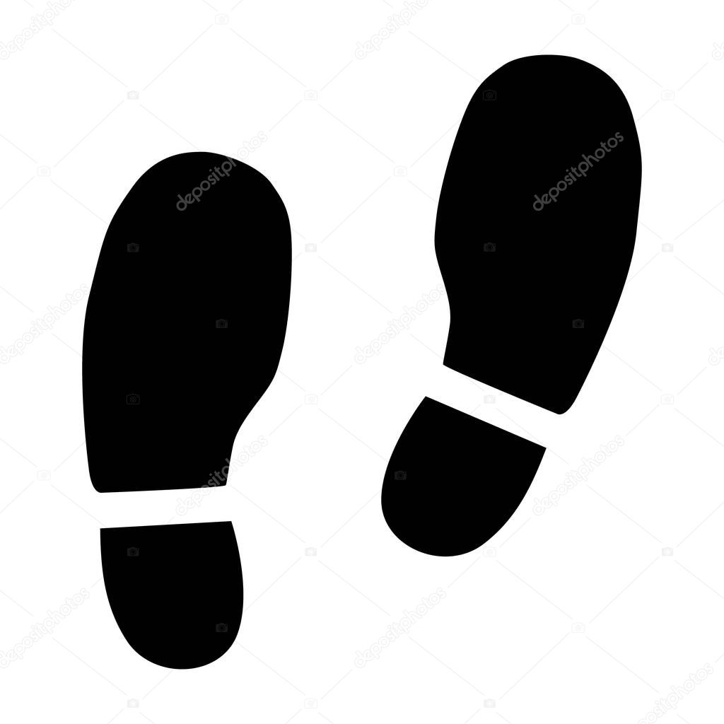 Modern design shoes foot step icon on white background .