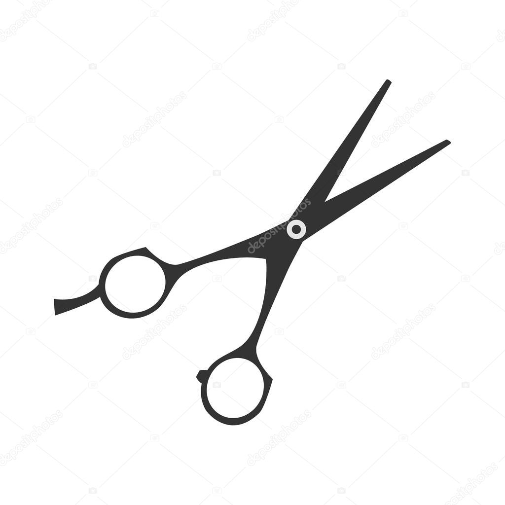 Scissors icon vector illustration. Cut symbol with open scissors .