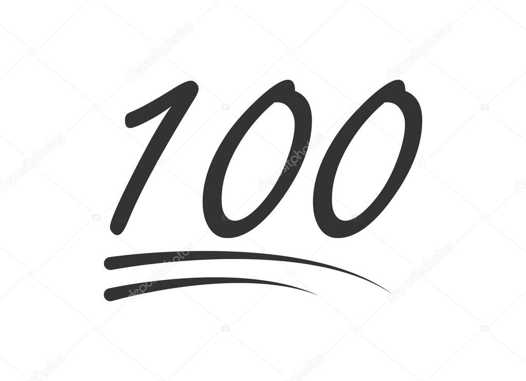 100 - hundred number vector icon. Symbol isolated on white background .