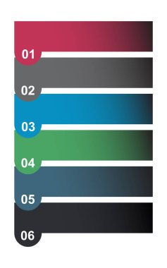Renkli 6 adım Infographic diyagramı. Beyaz arka plan üzerinde vektör çizim .