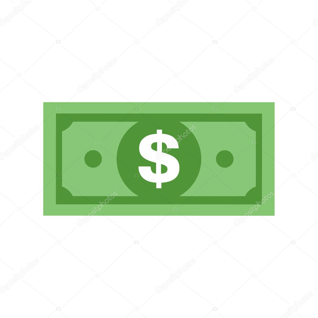 Modern dollar sign vector. Paper money symbol isolated on white background .