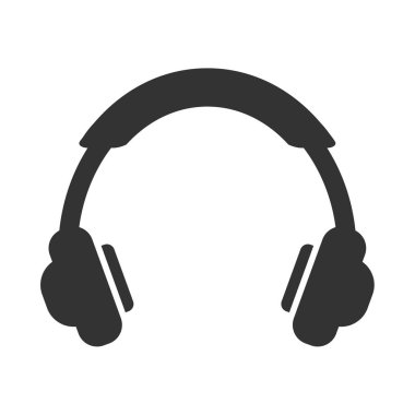 Modern düz kulaklık simgesi üzerinde beyaz artalan izole. Vektör çizim.