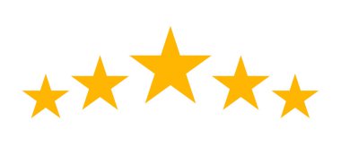 Beş yıldızlı derecelendirme altın izole simgesi. Vektör çizim .