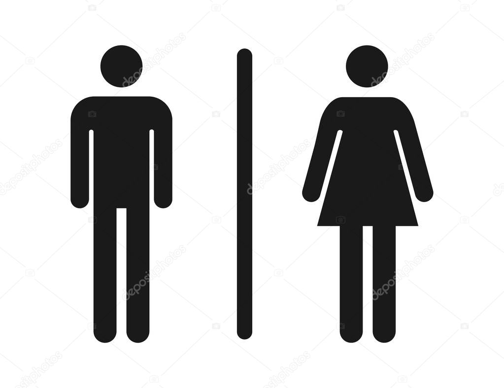 Male and female toilet icon vector, filled flat sign, solid pictogram isolated. WC symbol, logo illustration .