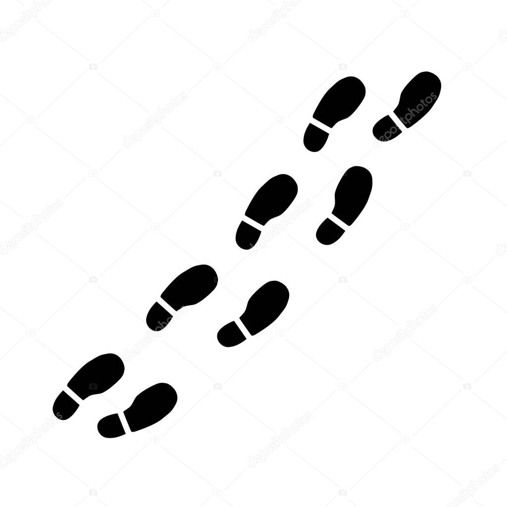 Modern design shoes foot step icon on white background .