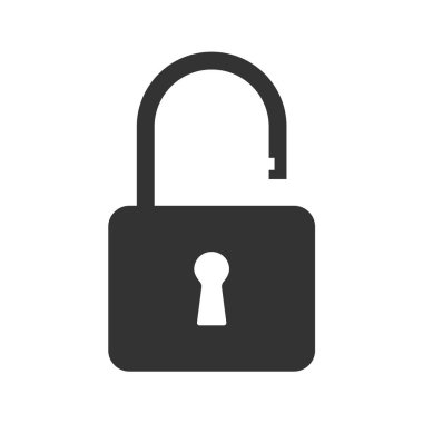 Simgeler düz açık kilit. Sembolleri güvenlik vektör. Beyaz arka plan izole sembolü