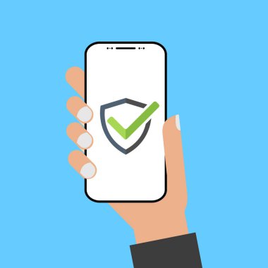 Modern tasarım stili el ile kalkan perde smartphone tutarak