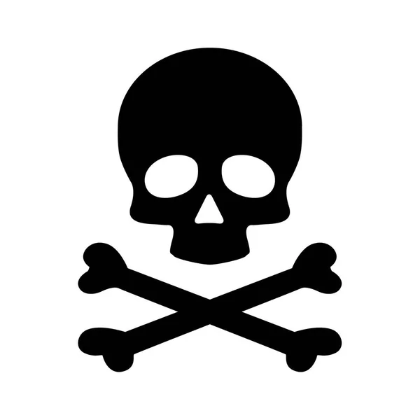 Siyah arka plan üzerine izole Modern düz kafatası ölüm simgesi