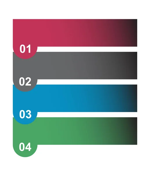 Цветная 4-х ступенчатая инфографическая схема. Векторная иллюстрация на белом фоне — стоковый вектор