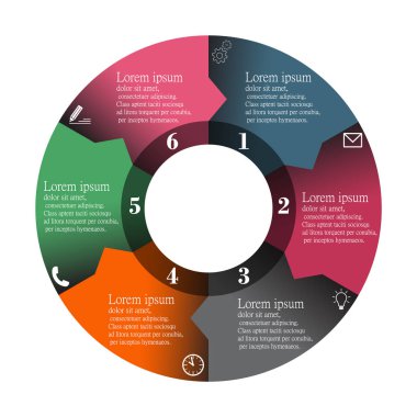 Infographic grafik modern öğeleri veri görselleştirme vektör daire renk beyaz arka plan üzerinde izole