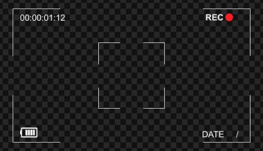 Video kamera vizörünü simge yerleşimi. Modern kamera çerçeve vektör şablonu