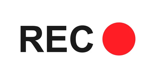 Signo de registro, panel rojo, rec, símbolo vectorial aislado sobre fondo blanco — Vector de stock
