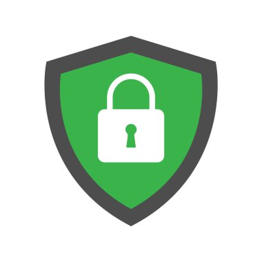 Kilit ve kalkan kutsal kişilerin resmi, vektör çizim, güvenlik sembolü. Güvenli kişi koruması