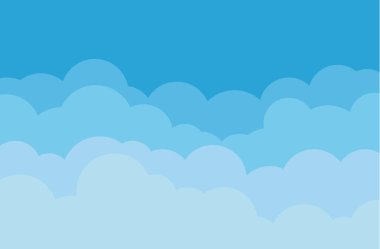 Gökyüzü ve bulutlar clear karikatür üzerinde mavi arka plan izole vektör 