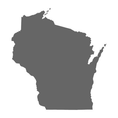 Wisconsin State vektör haritası beyaz arka plan üzerinde izole yüksek detaylı siluet