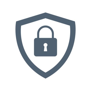 Kilit ve kalkan kutsal kişilerin resmi, vektör çizim, güvenlik sembolü. Güvenli kişi koruması