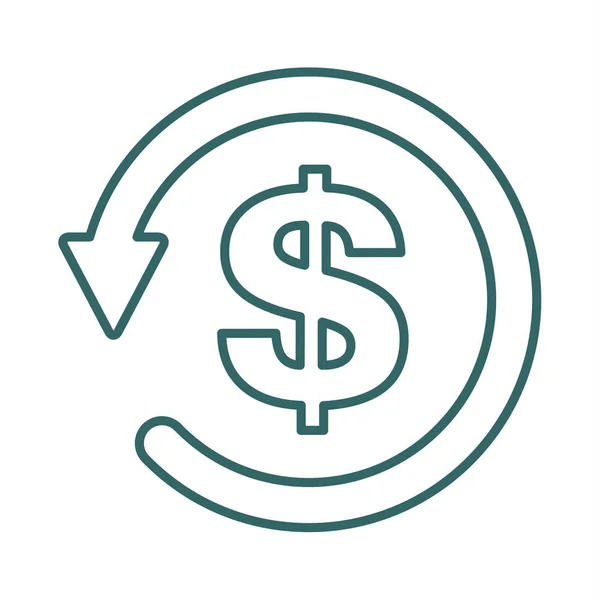 Simbolo icona del ritorno di carica, restituire denaro isolato su sfondo bianco — Vettoriale Stock