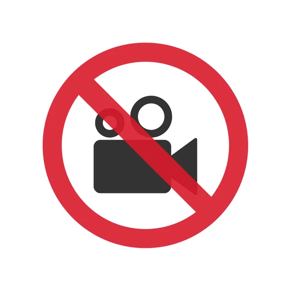 Não há sinal de câmaras de vídeo. Nenhum símbolo de proibição vermelho. Ilustração vetorial — Vetor de Stock