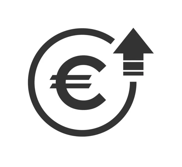 Símbolo de costo icono de aumento de euro. Imagen de símbolo vectorial aislada sobre fondo  . — Archivo Imágenes Vectoriales